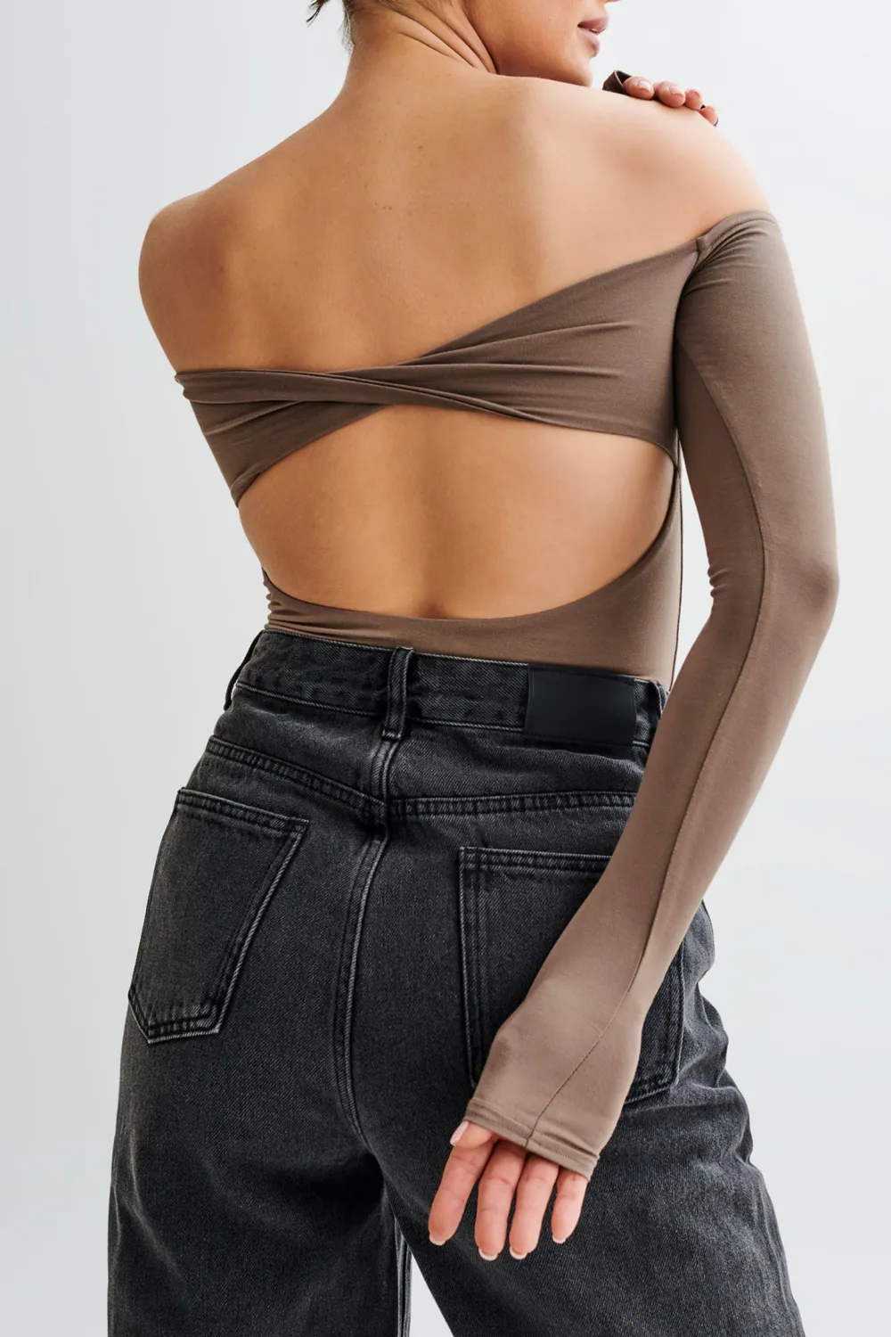 Off Shoulder Long Sleeve Bodysuit