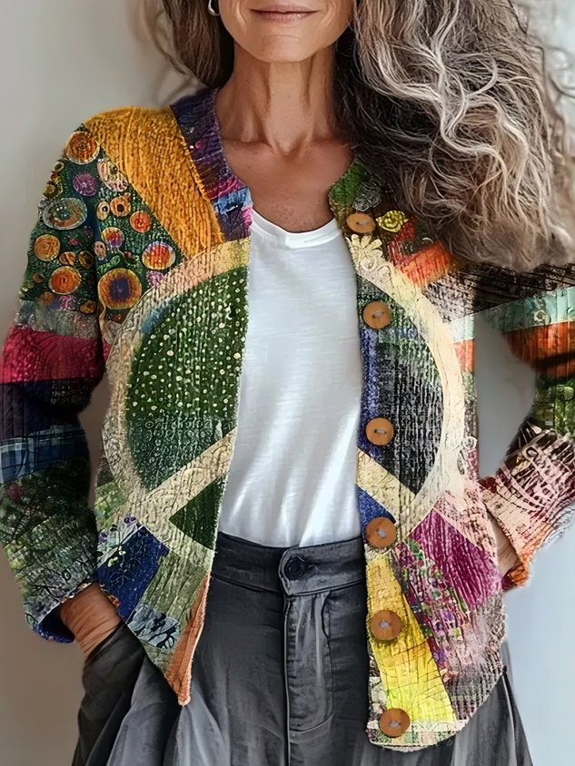 Loose Knitted Psychedelic Art Casual Cardigan