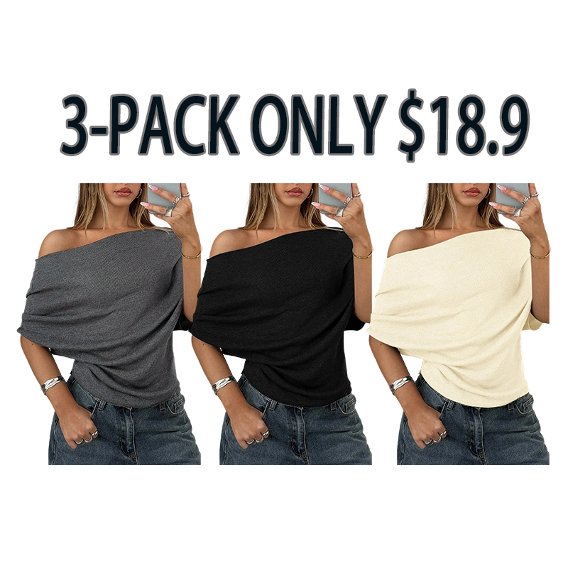 Chic Asymmetrical Shoulder Knit Top