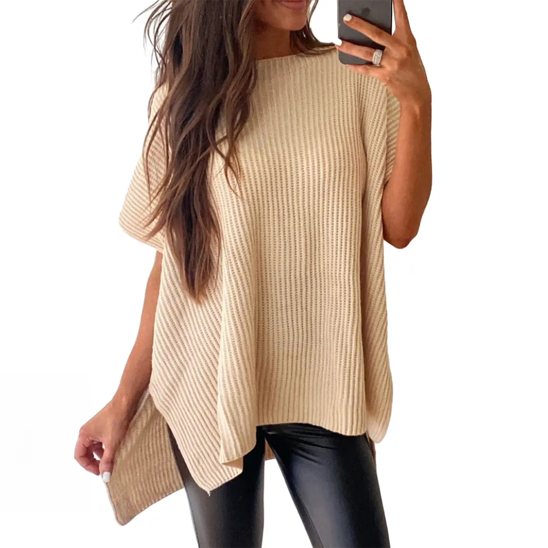 Women’s Short Sleeve Knit Sweater Top (Loose Fit, Soft & Breathable)