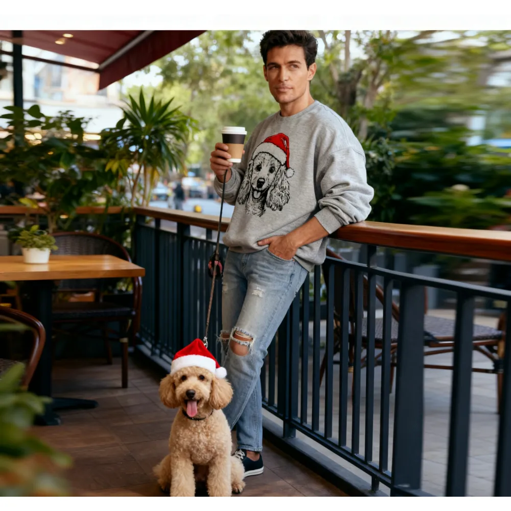 50 Dog Breeds Santa Hat Gildan Christmas Unisex Pullover