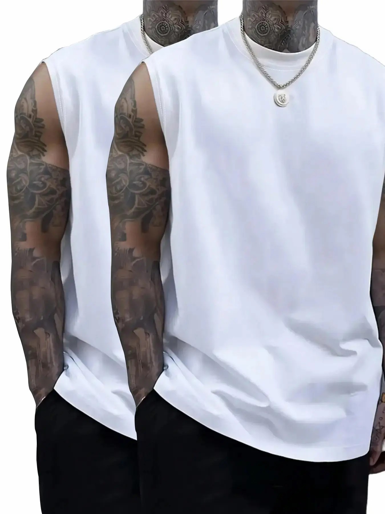 Men's Solid Color Round Neck Tank Top, Loose Casual Comfy Classic Crew Neck Sleeveless Top for Summer, Men's Clothes for Daily Wear, Casual Loose Fit