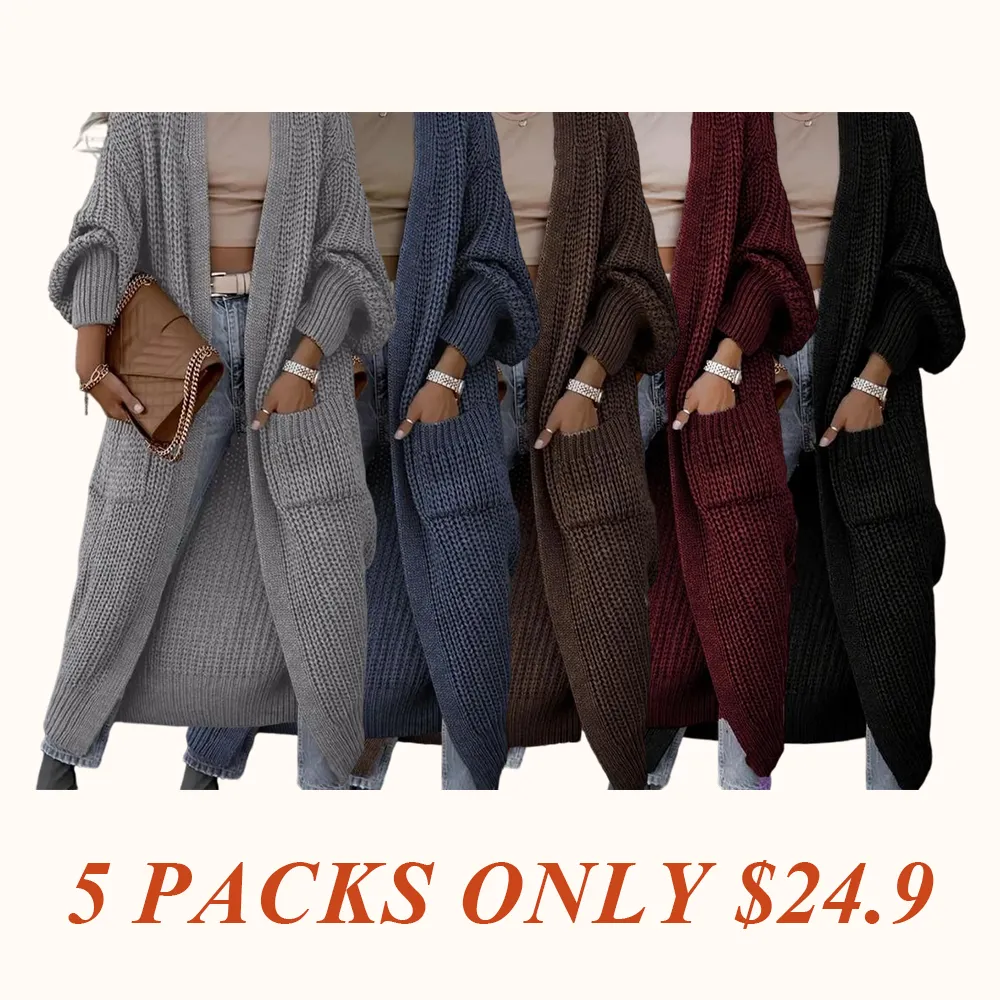 Women's Solid Drop Shoulder Long Cardigan