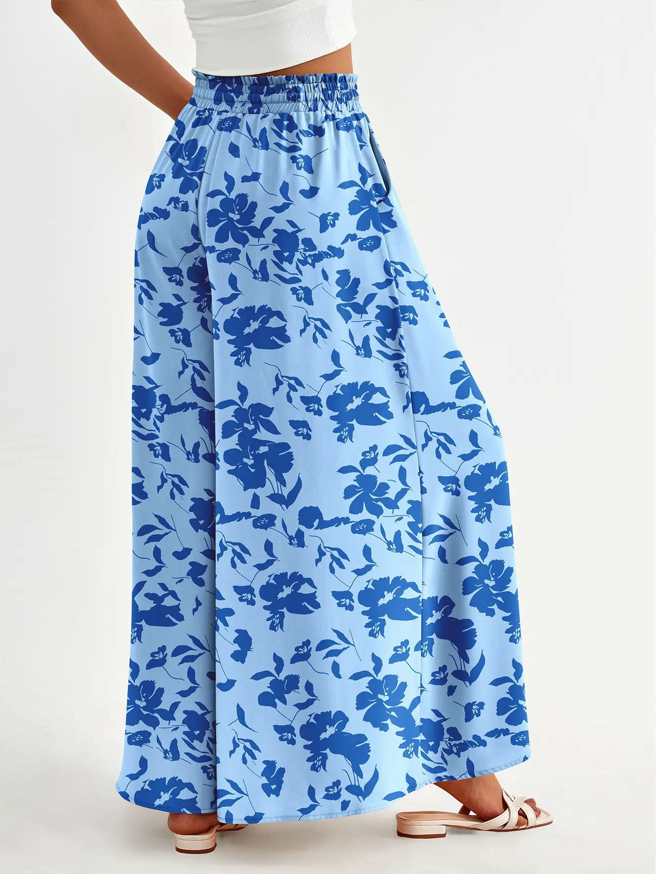 Women’s High-Waisted Wide Leg Palazzo Pants – Summer Casual Lounge & Beach Trousers with Pockets