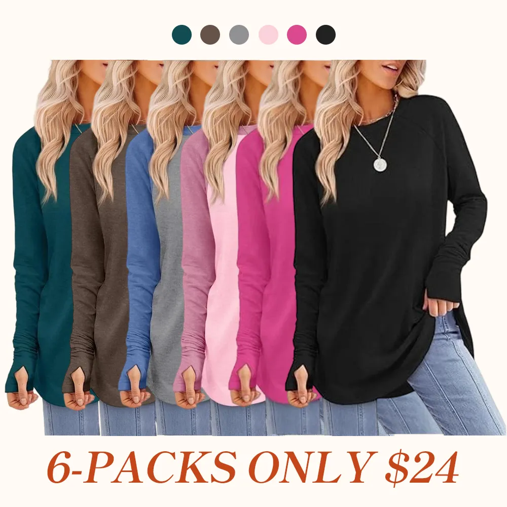 Womens Tunic Tops to Wear with Leggings Long Sleeve Thumb Hole Shirts