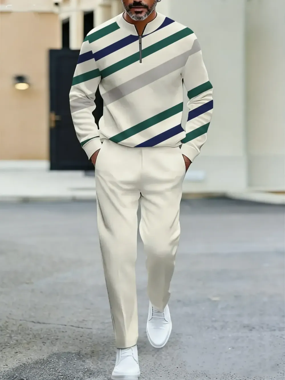 Fashionable men's color spliced sportswear series