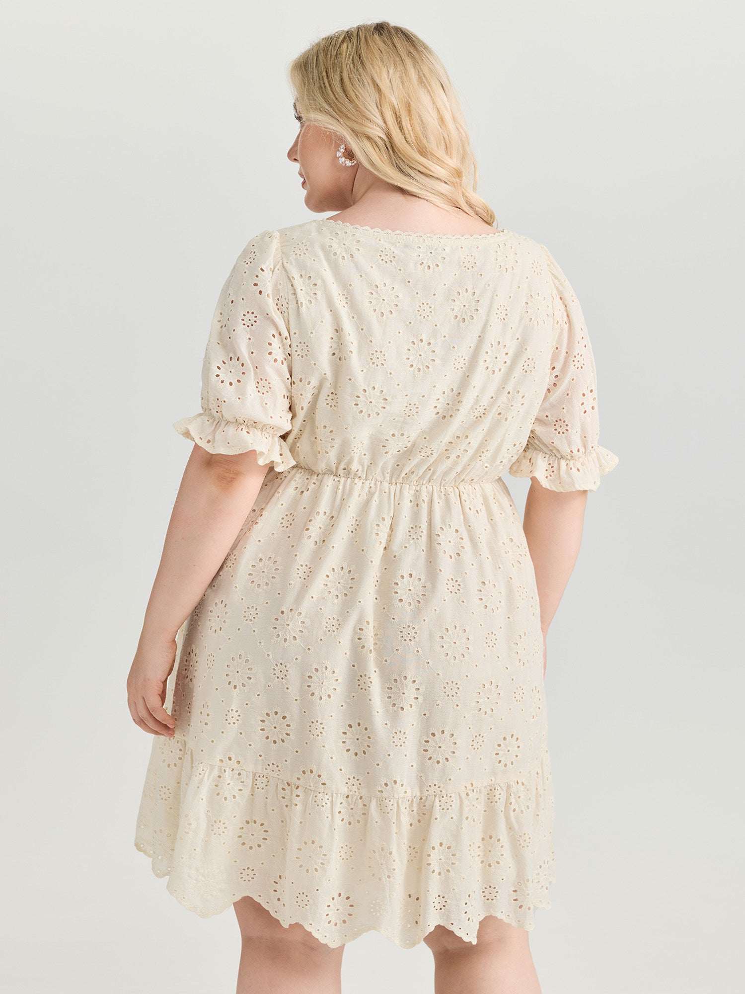 Embroidered Notched Collar Mini Dress