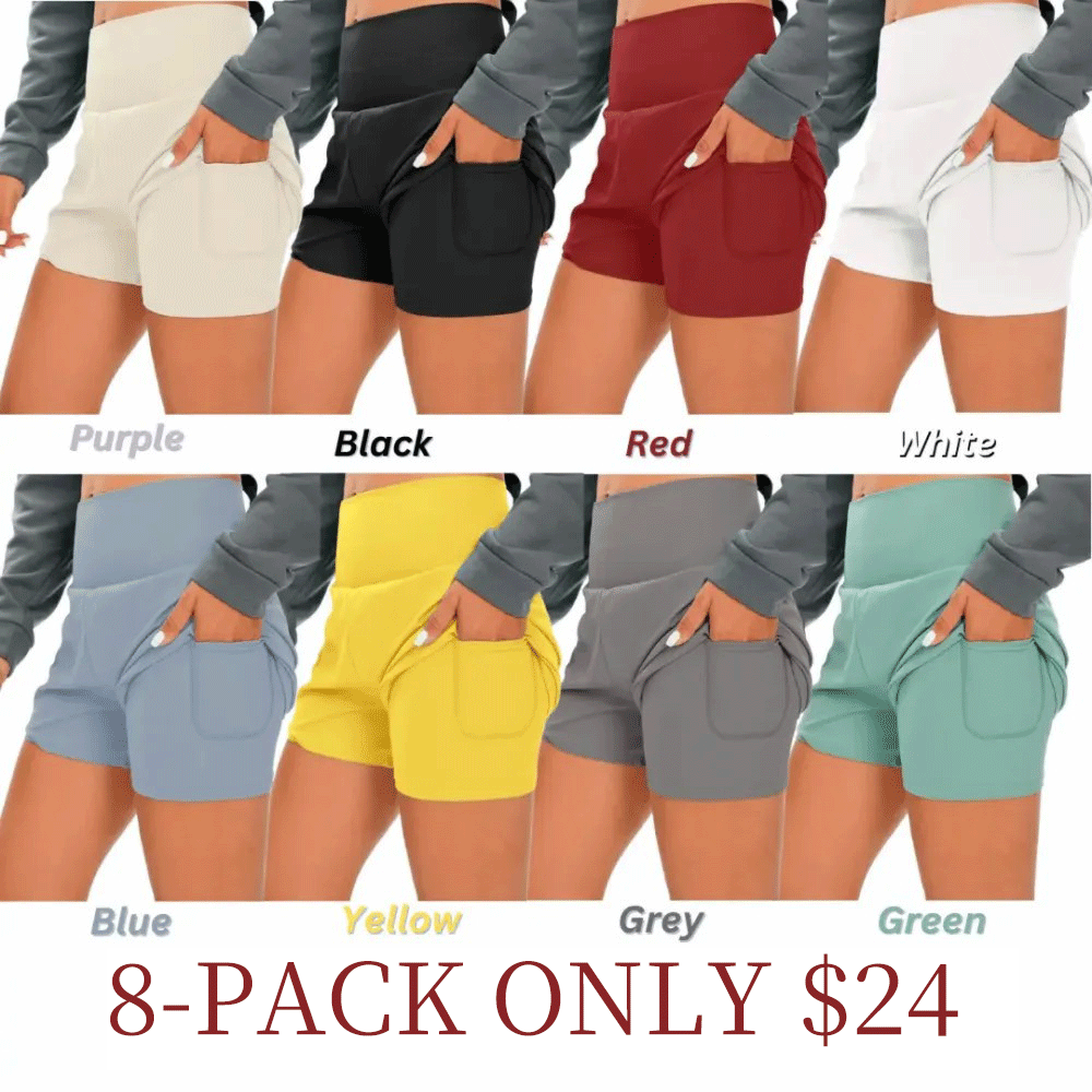 💝Last day promotion-⏰[2-in-1 Anti-Exposure Sports Shorts] Women's 2-in-1 Sports Shorts, Anti-Exposure Running Shorts With Pockets