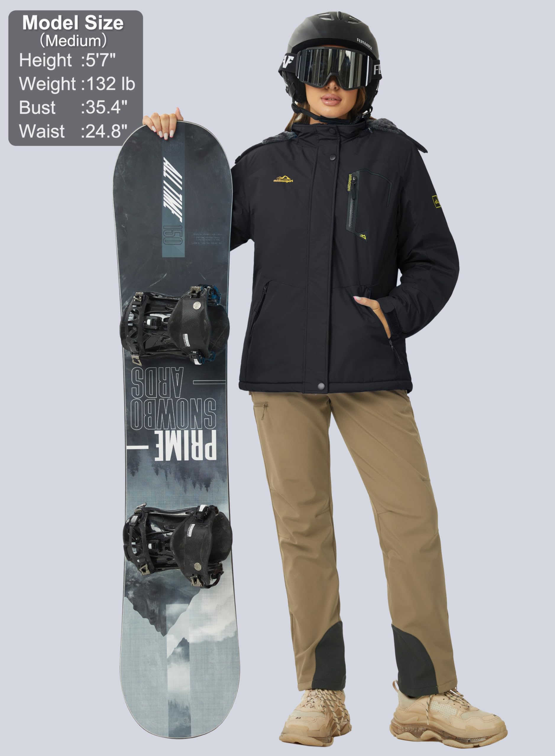 Ski Jacket Waterproof Insulated Snow Coat with Hood