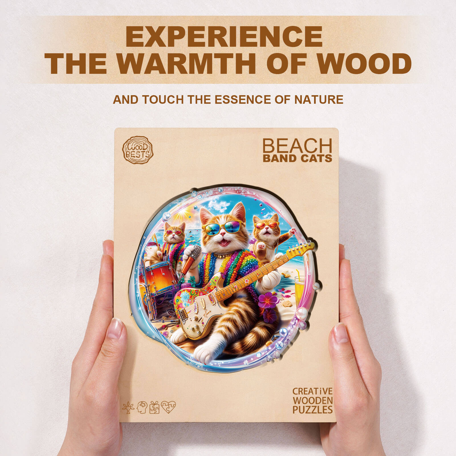 BEACHBAND CATS Wooden Jigsaw Puzzle