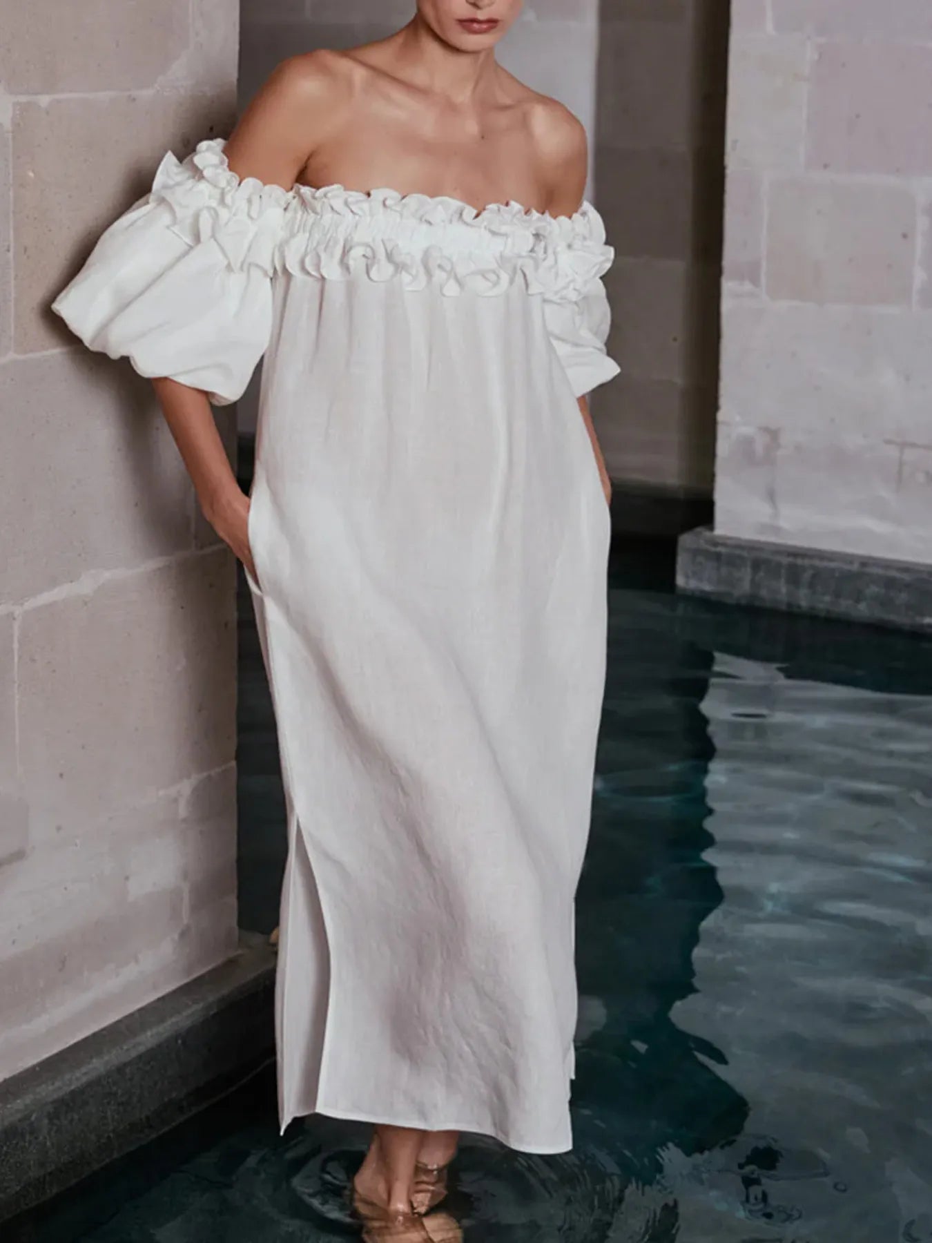 Side Slit Off-Shoulder Dress