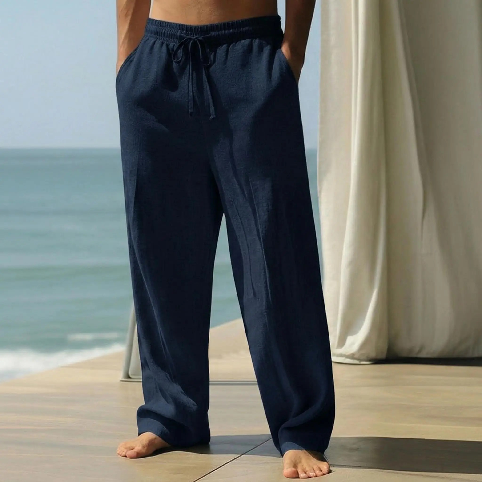 Men’s Premium Lyocell-Linen Straight-Leg Trousers - Breathable Summer Essential