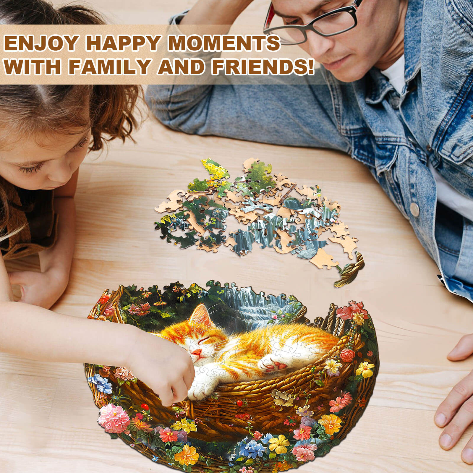 Garden nap kitten Wooden Jigsaw Puzzle