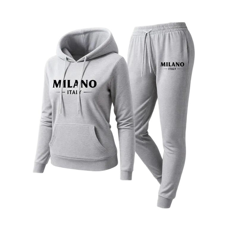 Women's Milan city print hoodie and drawstring track pants set