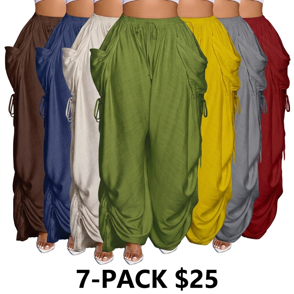 Women's Wide Leg Drawstring Pants – Loose Fit All-Season Casual Trousers