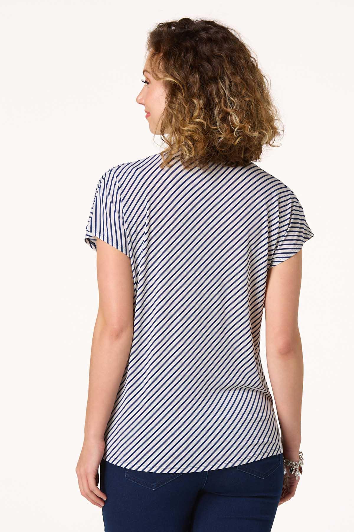 Two Tone Striped V Neck Top
