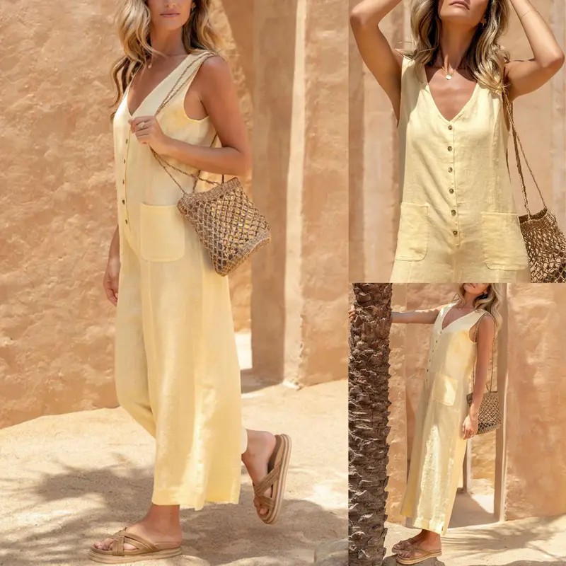 Women's Button-Front Jumpsuit