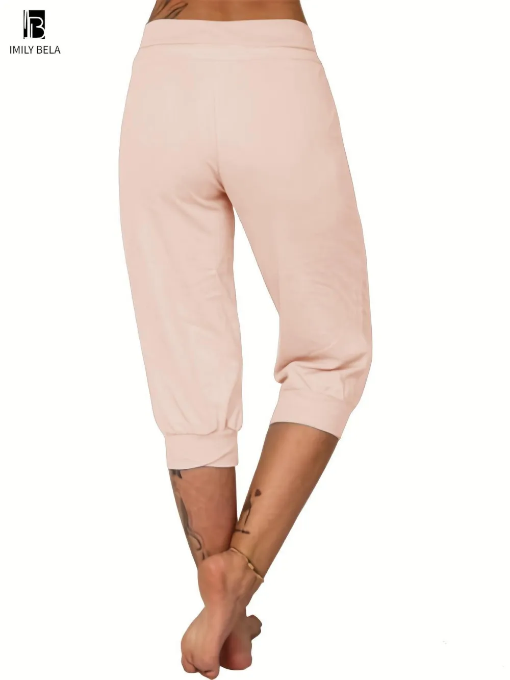 Women's Plain Drawstring Waist Capris Pants, Casual Pocket Trousers for Daily Wear