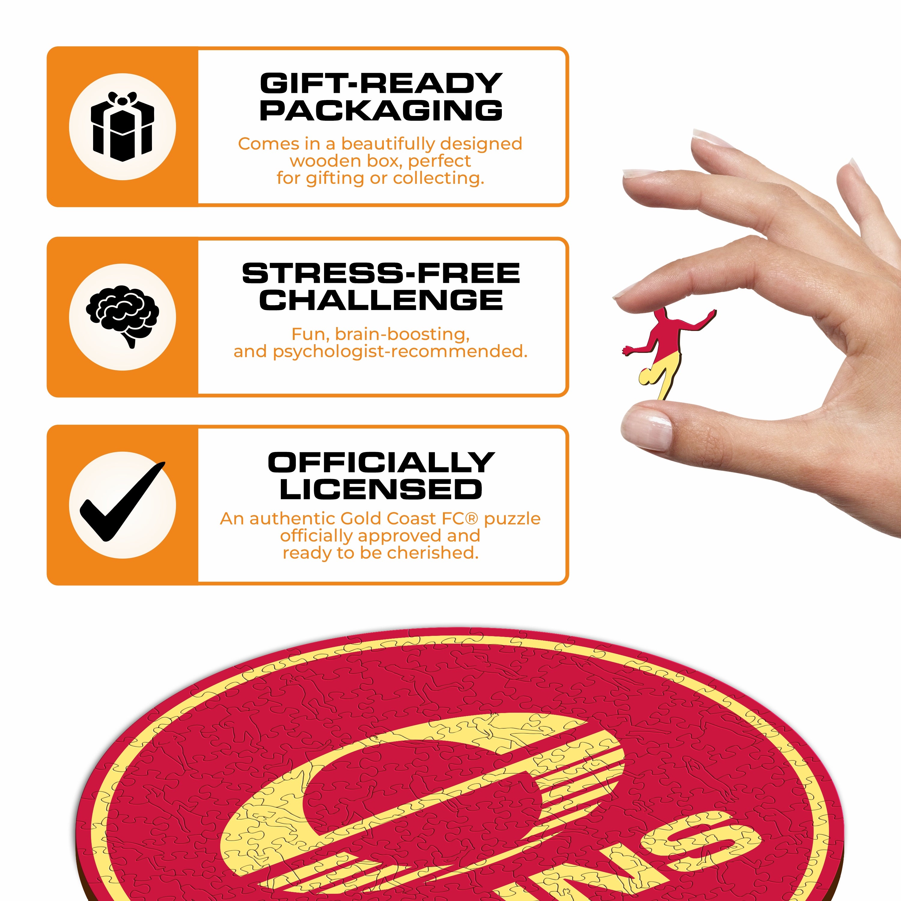 Gold Coast Suns FC Logo - Wooden Puzzle