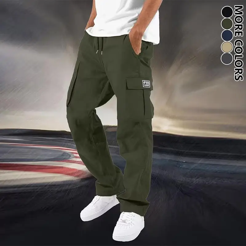 Men's stylish and simple cargo pants with side patch pockets
