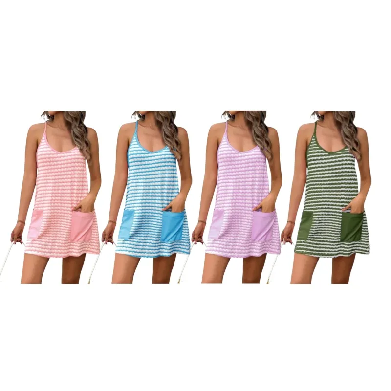 Womens Athletic Dress Romper Dress with Built in Shorts