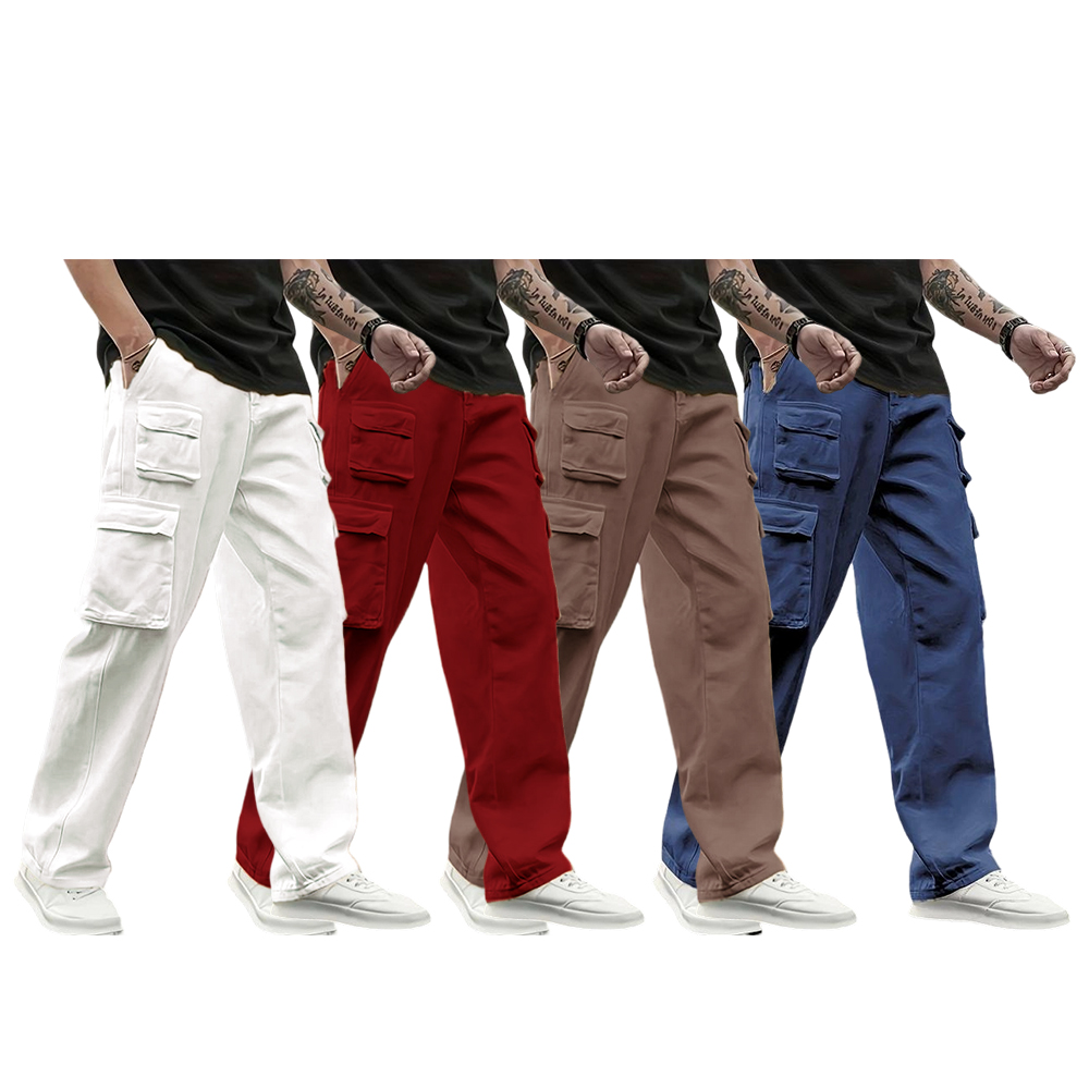 Men's Multi-Pocket Cargo Joggers, Solid Color Lightweight Casual Pants