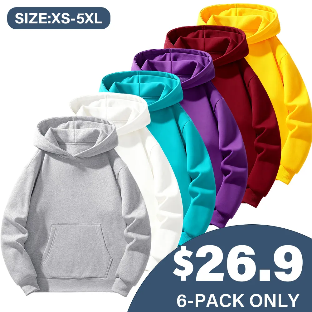 Men's solid color basic hooded sweatshirt