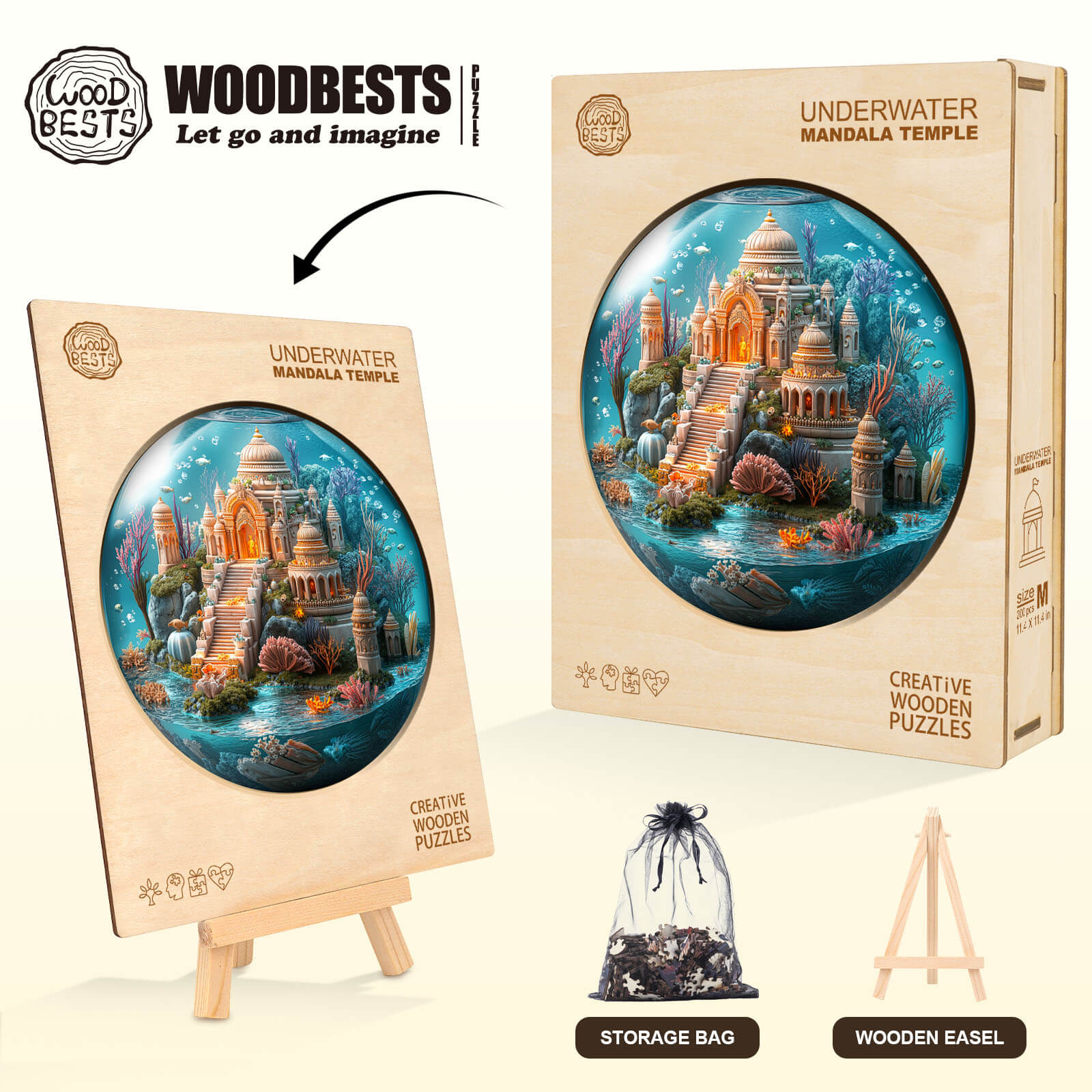 Underwater Mandala Temple Wooden Jigsaw Puzzle
