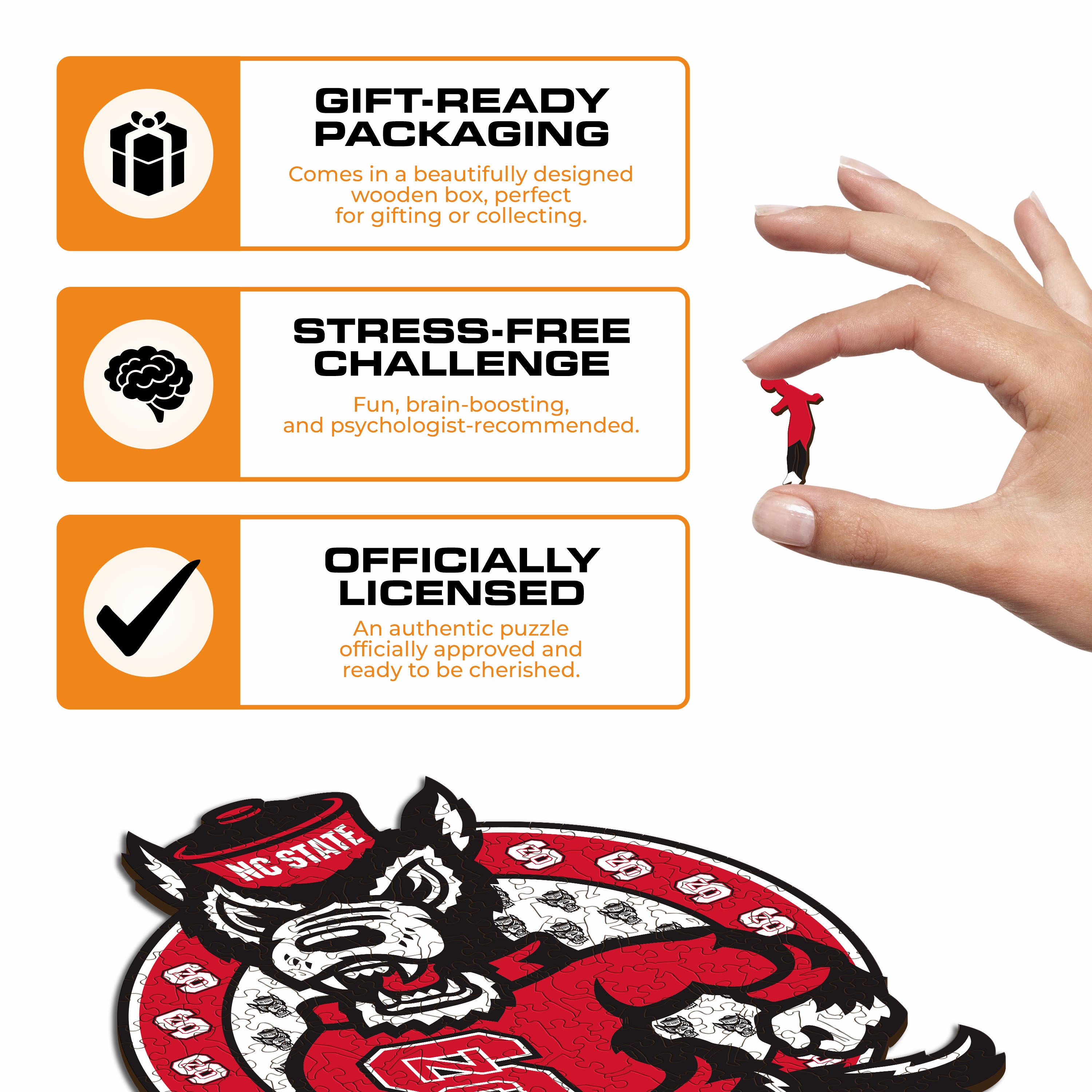 North Carolina State University Mascot - Wooden Puzzle