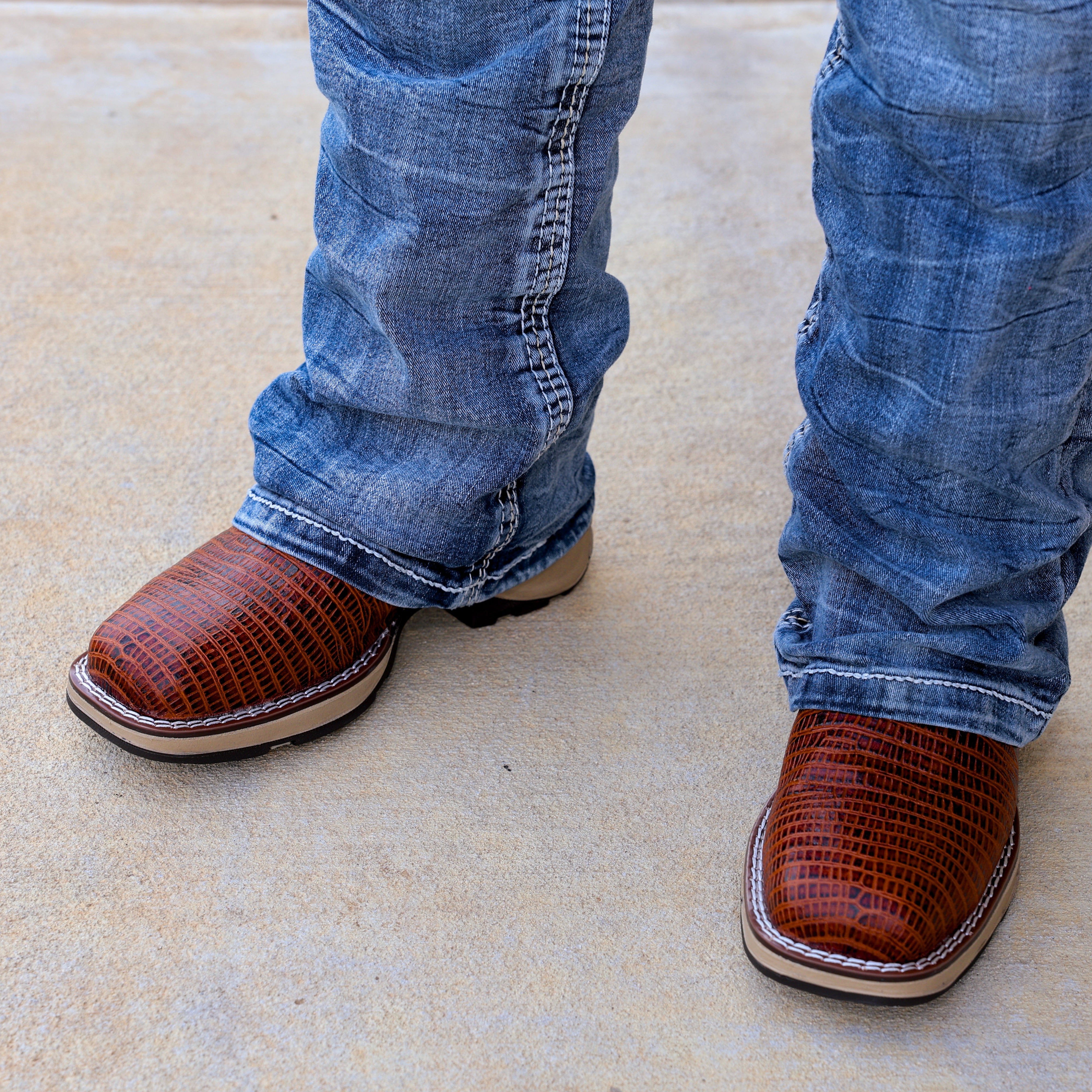 Cognac Lizard Leather Boots With 3D Lightweight Sole - Composite Toe
