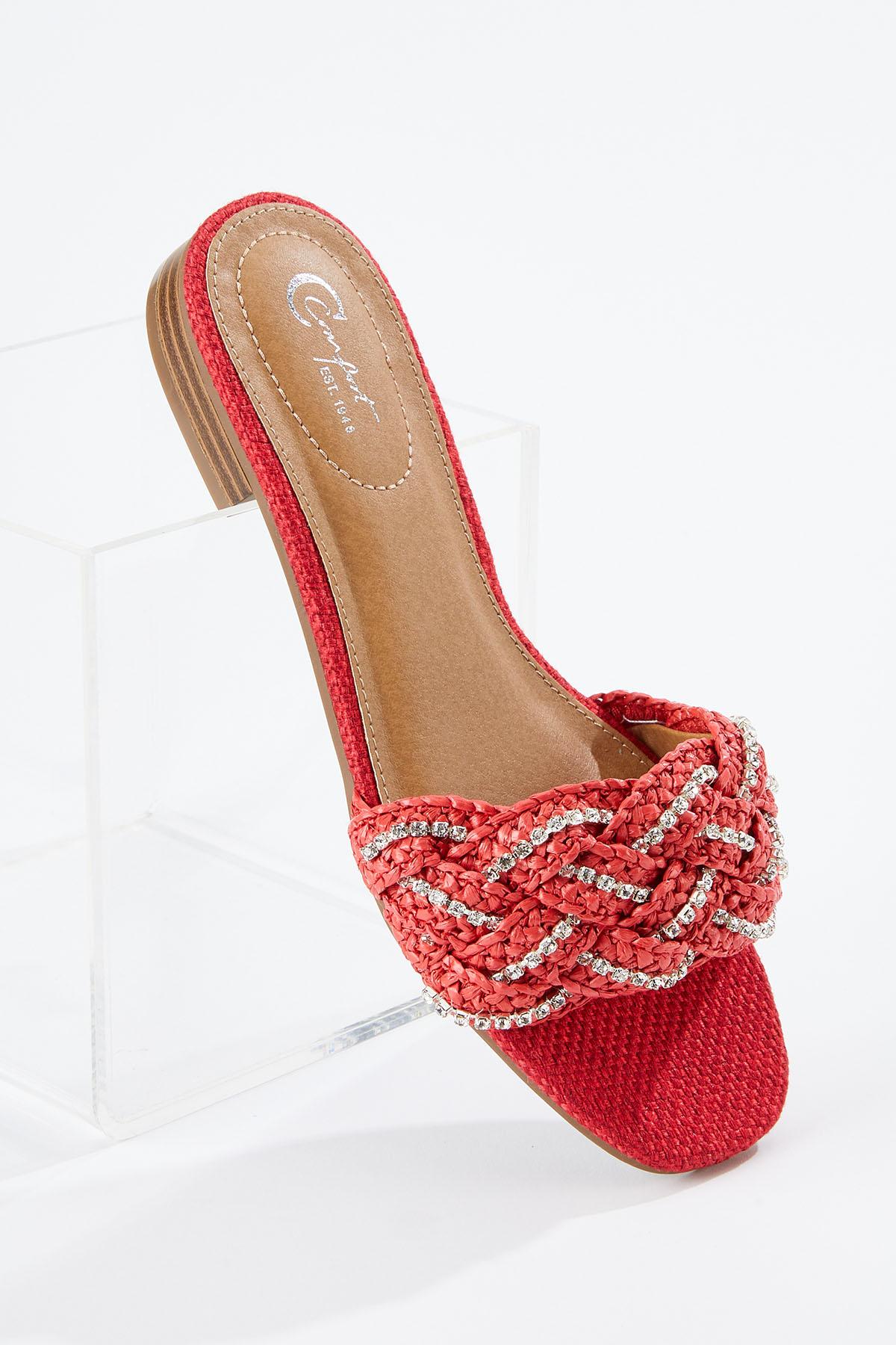 Raffia Bling Braid Band Sandals