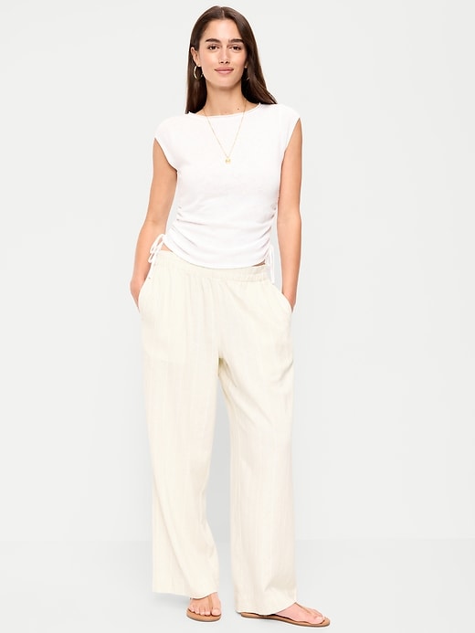 Women's High-Waisted Linen-Blend Wide-Leg Pants