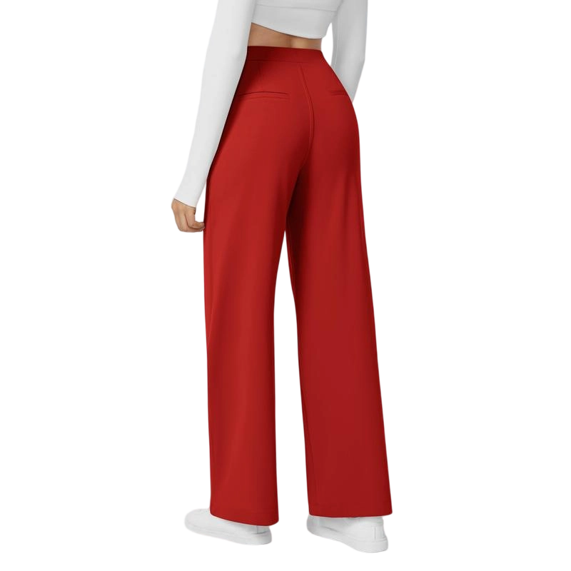 Women High Waisted Pocket Straight Leg Work Pants