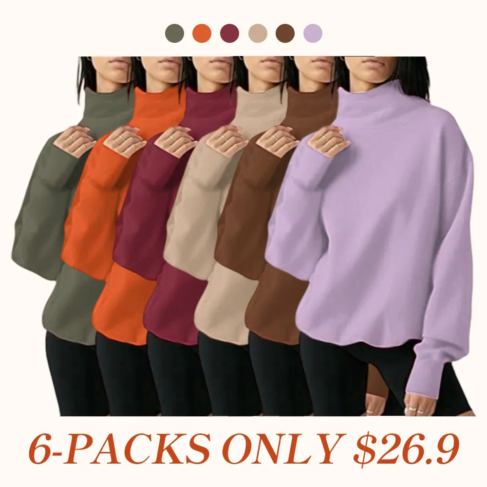 Women's Oversized Turtleneck Sweatshirt Long Sleeve Pullover Casual Tops