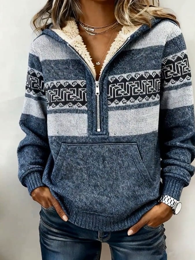 Women'S Casual Loose Printed Hooded Sweatshirt