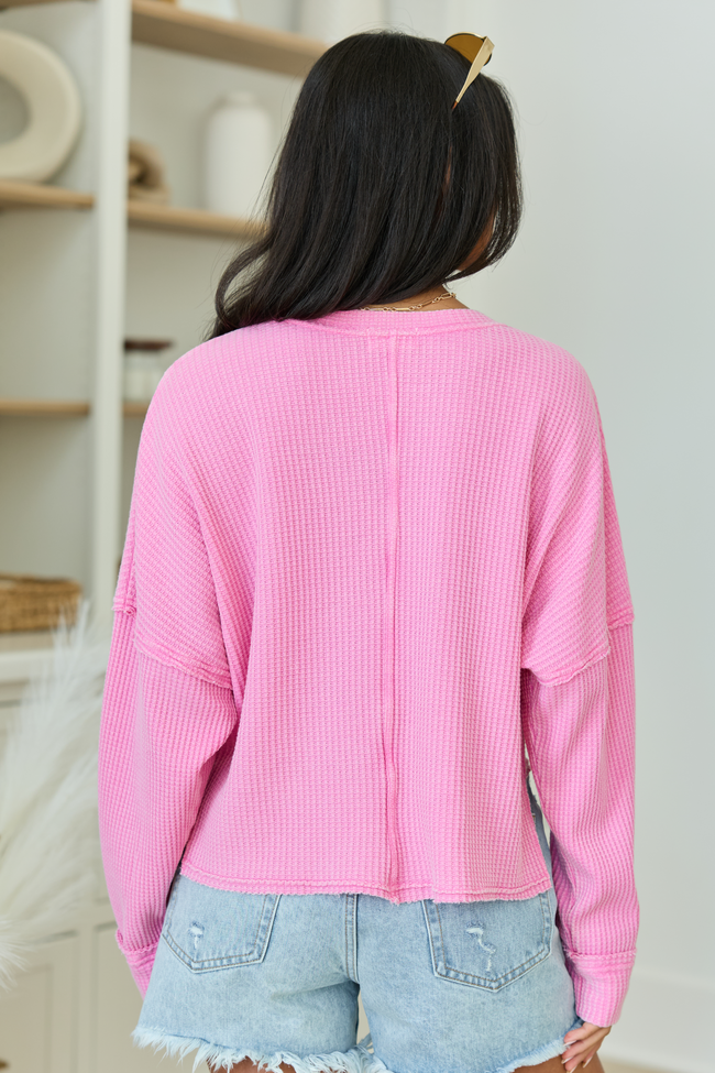 Felicity Fuchsia Pink Cropped Acid Wash Top