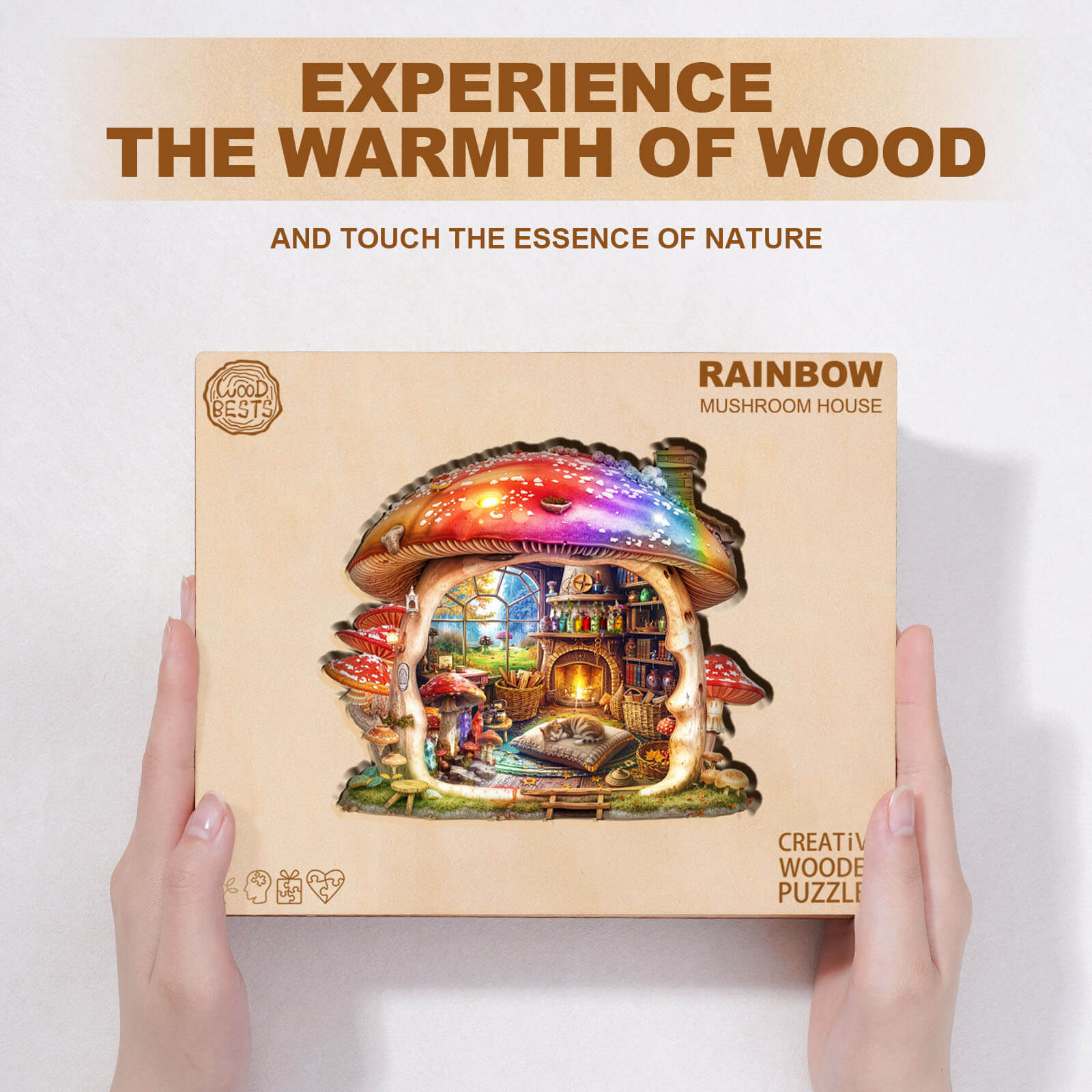Rainbow Mushroom House Wooden Jigsaw Puzzle