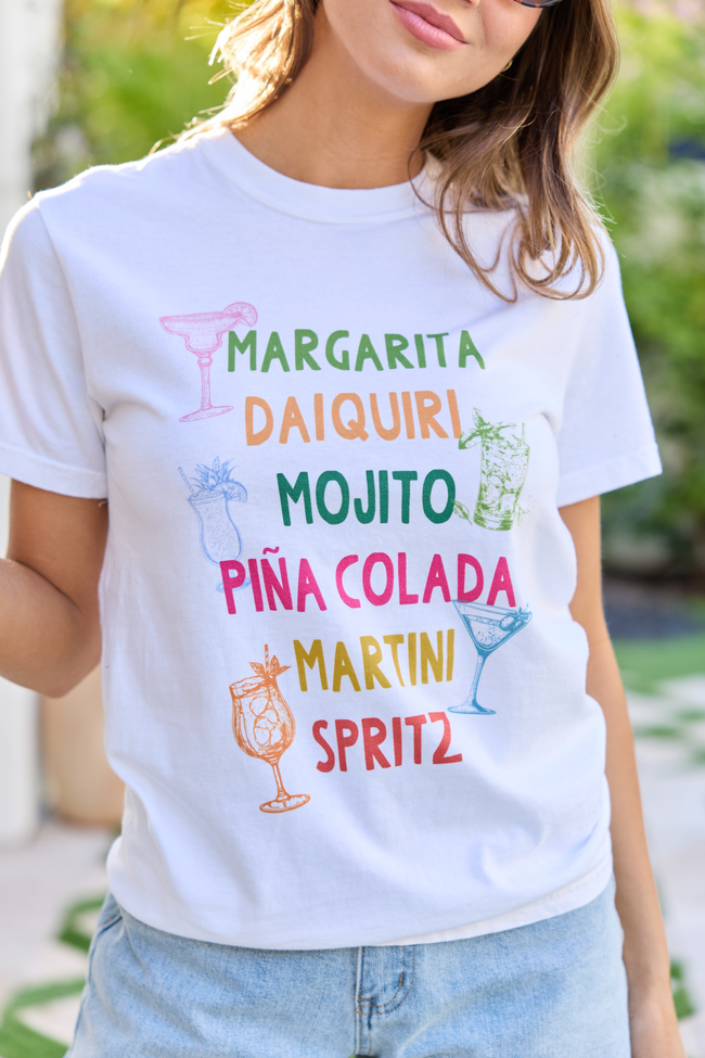 Drink List White Graphic Tee