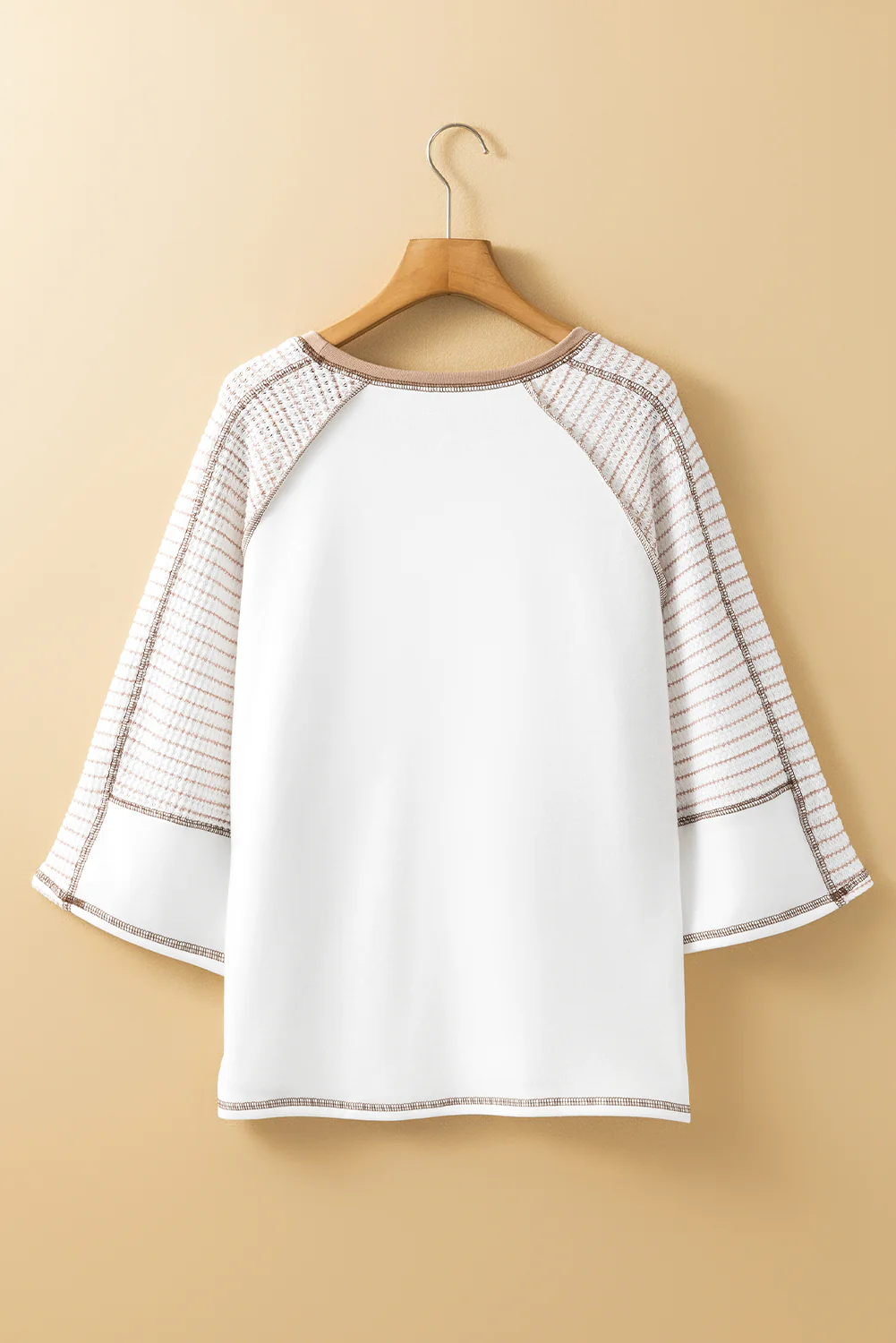 Striped Bracelet Sleeve Raglan Patchwork Top