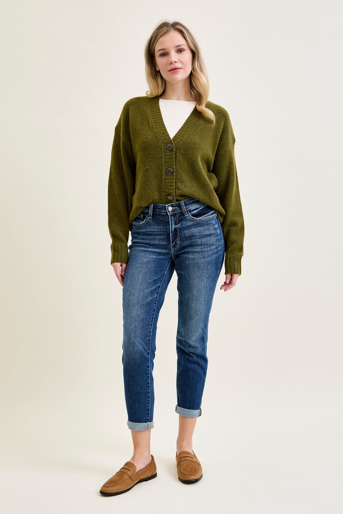 Addison Mid Rise Classic Cuffed Boyfriend Jeans