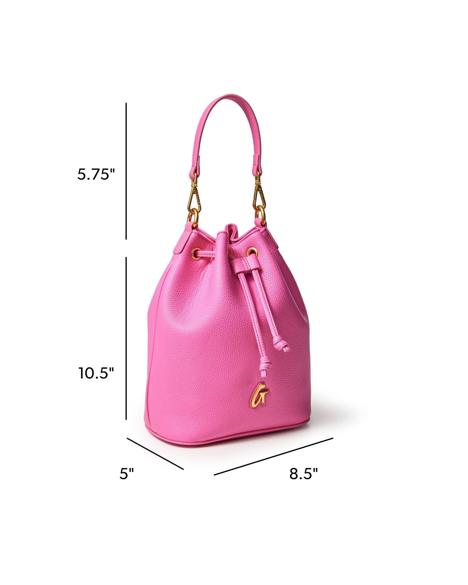 MEDIUM PEBBLE BUCKET BAG - HOT PINK