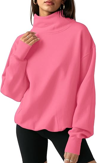 Women's Cozy Oversized Turtleneck Sweatshirt