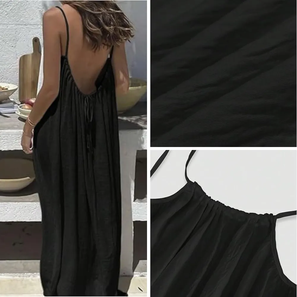 Women's Solid Color Backless Cami Dress