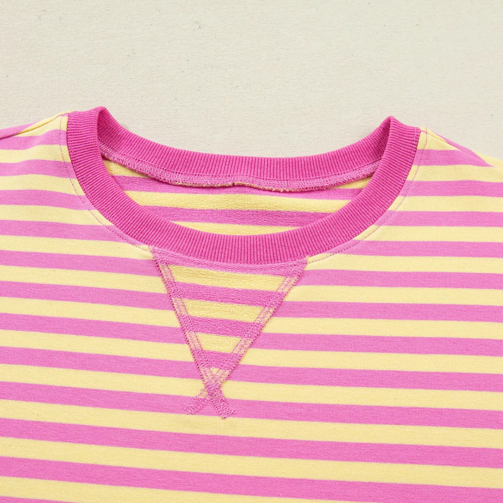 Women's Stripe Drop Shoulder T-Shirt & Short Set