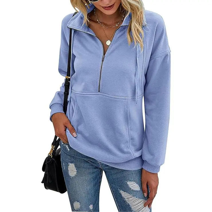 Women's Casual Long Sleeve Lapel Zipper Sweatshirt