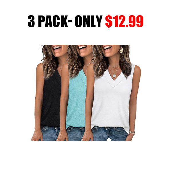 🎁✨Women's Sleeveless V-Neck Slimming Loose Fit Casual Tank Top T-Shirt