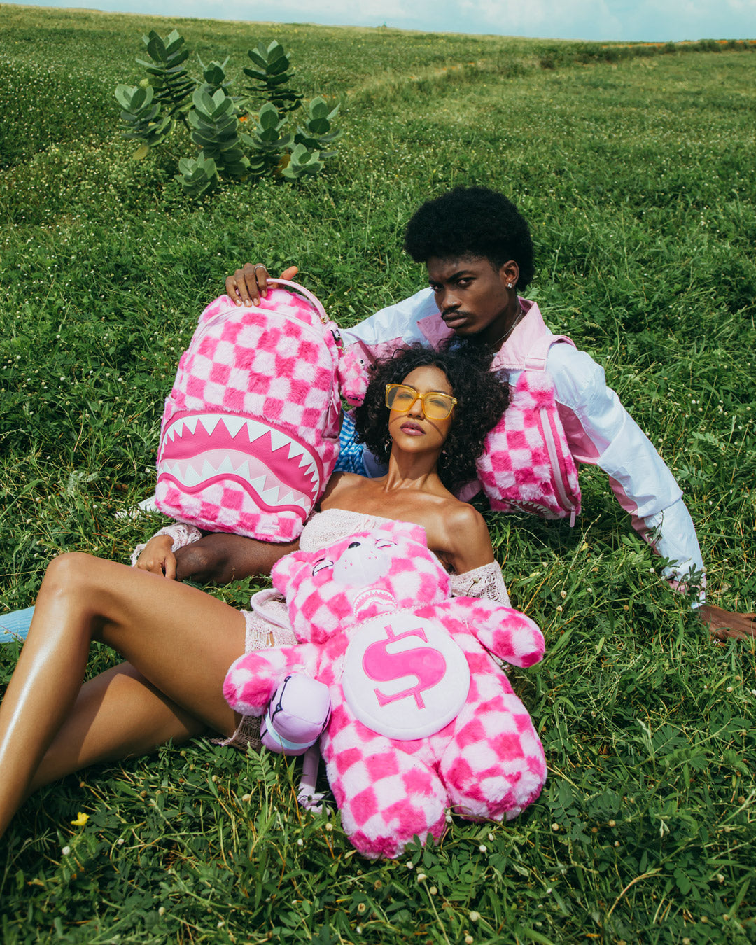 FURZILLA SHARK (PINK CHECK) SAVVY CROSSBODY