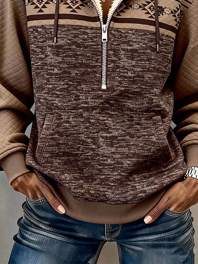 Women's Western Casual Textured Sweatshirt
