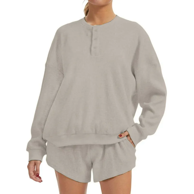 Women's Oversized Waffle Knit Lounge Set