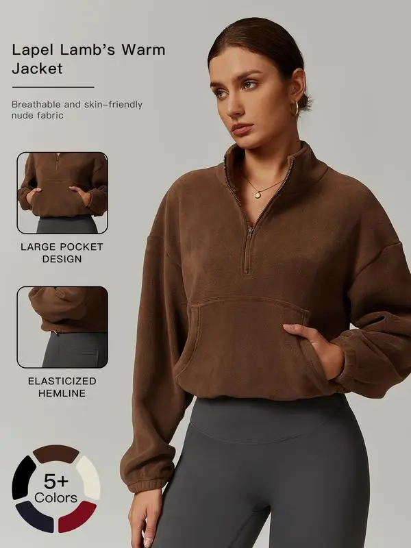 Women's Sporty Hooded Sweatshirt with Drawstring and Pocket